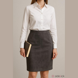 LOFT Petite Faux Suede Gray Pencil Skirt